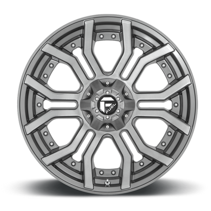 Aluminum Wheels 22X10 Rage Platinum D713 8 On 180 Brushed Gunmetal Gray Tinted Clear 124.3 Bore -18 Offset Fuel Off Road Wheels