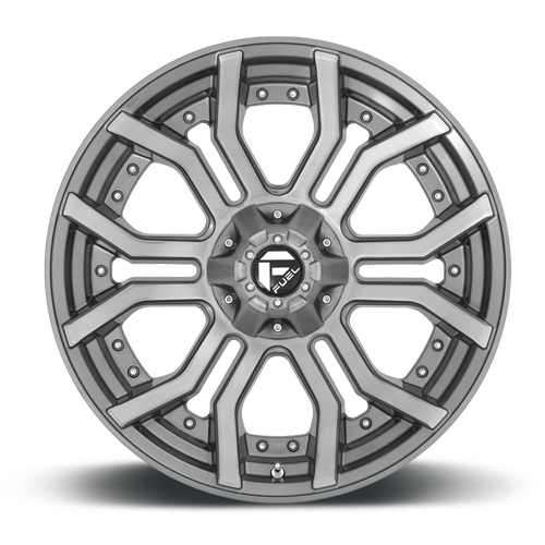 Aluminum Wheels 24X12 Rage Platinum D713 8 On 170 Brushed Gunmetal Gray Tinted Clear 125.1 Bore -44 Offset Fuel Off Road Wheels