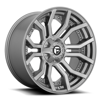 Aluminum Wheels 24X12 Rage Platinum D713 8 On 180 Brushed Gunmetal Gray Tinted Clear 124.3 Bore -44 Offset Fuel Off Road Wheels