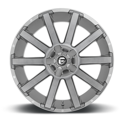 Aluminum Wheels 20X10 Contra Platinum D714 8 On 170 Brush Gunmetal Gray/Clear Tint 125.1 Bore -18 Offset Multi Spoke Fuel Off Road Wheels