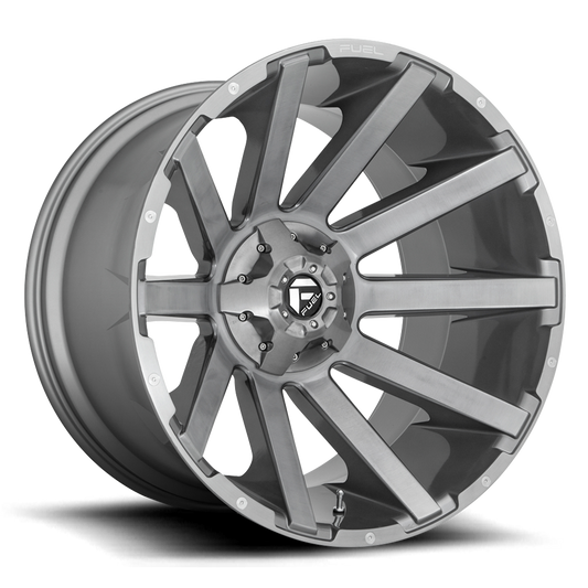 Aluminum Wheels 20X10 Contra Platinum D714 5 On 139.7/5 On 150 Brush Gunmetal Gray/Clear Tint 110.1 Bore -18 Offset Multi Spoke Fuel Off Road Wheels