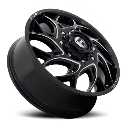 Dually Wheels 20X8.25 Runner Dually D741 8 On 165.1 Gloss Black Milled 121.6 Bore 105 Offset 8 Spoke Front Dually Fuel Off Road Wheels