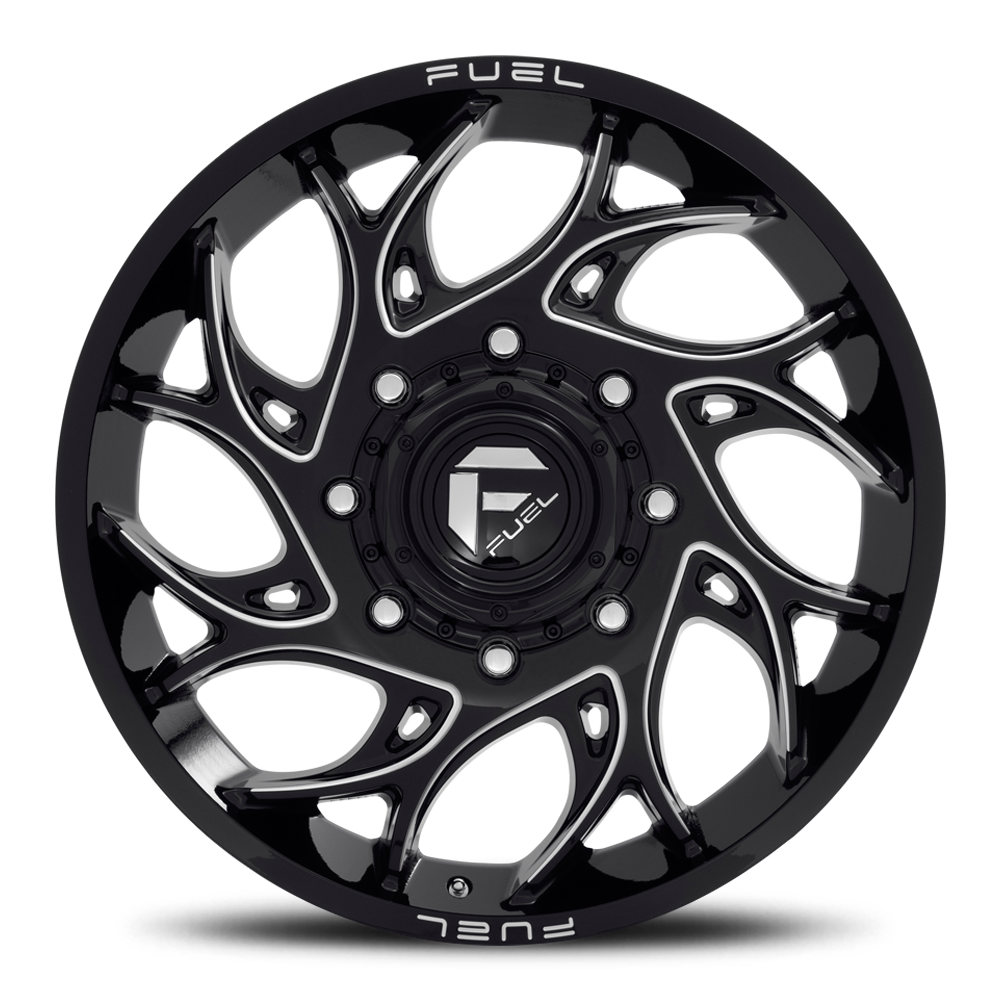 Dually Wheels 20X8.25 Runner Dually D741 8 On 165.1 Gloss Black Milled 121.6 Bore 105 Offset 8 Spoke Front Dually Fuel Off Road Wheels