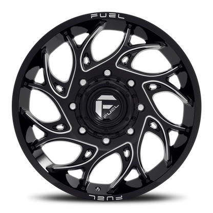 Dually Wheels 20X8.25 Runner Dually D741 8 On 165.1 Gloss Black Milled 121.6 Bore 105 Offset 8 Spoke Front Dually Fuel Off Road Wheels