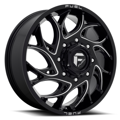 Dually Wheels 20X8.25 Runner Dually D741 8 On 210 Gloss Black Milled 154.3 Bore 105 Offset 8 Spoke Front Dually Fuel Off Road Wheels