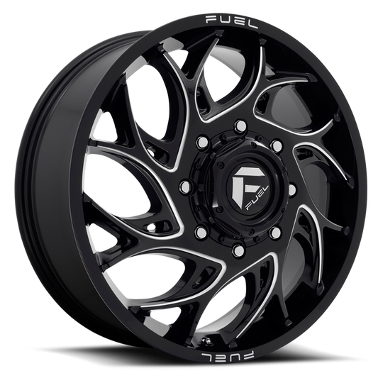 Dually Wheels 20X8.25 Runner Dually D741 8 On 210 Gloss Black Milled 154.3 Bore 105 Offset 8 Spoke Front Dually Fuel Off Road Wheels
