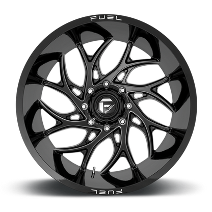 Aluminum Wheels 22X12 Runner D741 6 On 139.7 Gloss Black Milled 106.1 Bore -44 Offset Fuel Off Road Wheels