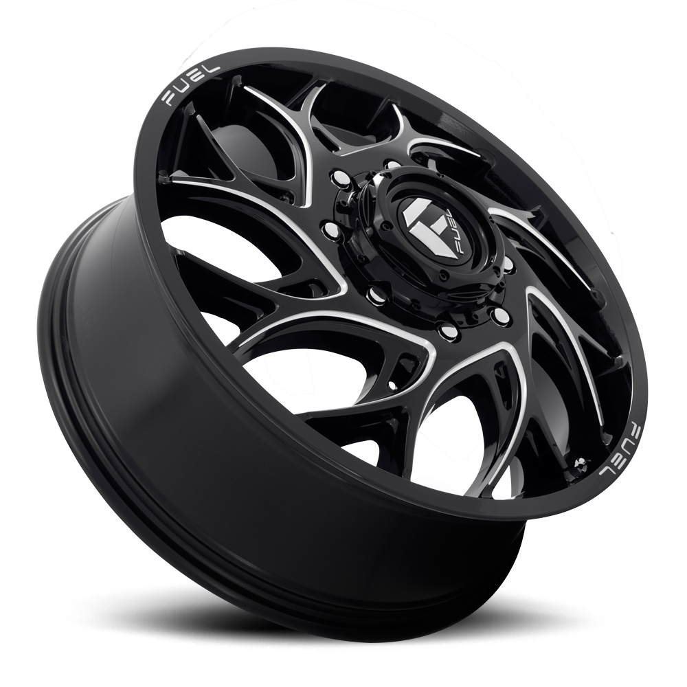 Dually Wheels 22X8.25 Runner Dually D741 8 On 165.1 Gloss Black Milled 121.6 Bore 105 Offset 8 Spoke Front Dually Fuel Off Road Wheels