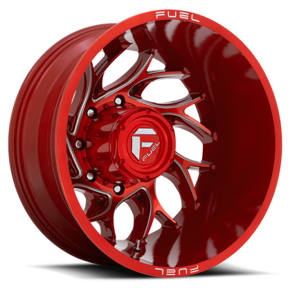Dually Wheels 20X8.25 Runner Dually D742 8 On 200 Candy Red Milled 142.2 Bore -202 Offset 8 Spoke Outer Dually Fuel Off Road Wheels