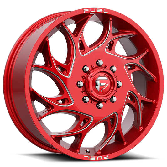 Dually Wheels 20X8.25 Runner Dually D742 8 On 210 Candy Red Milled 154.3 Bore 105 Offset 8 Spoke Front Dually Fuel Off Road Wheels