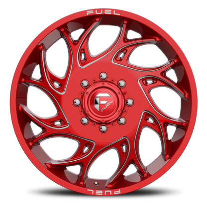 Dually Wheels 22X8.25 Runner Dually D742 8 On 165.1 Candy Red Milled 121.6 Bore 105 Offset 8 Spoke Front Dually Fuel Off Road Wheels