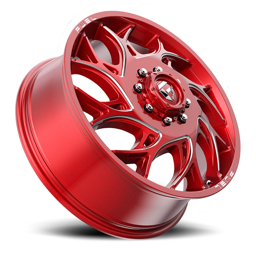 Dually Wheels 22X8.25 Runner Dually D742 8 On 200 Candy Red Milled 142.2 Bore 105 Offset 8 Spoke Front Dually Fuel Off Road Wheels