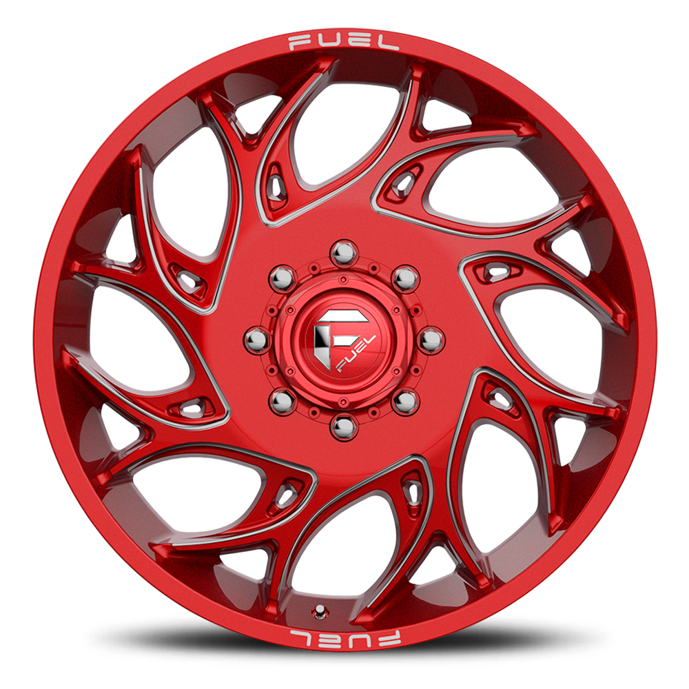 Dually Wheels 22X8.25 Runner Dually D742 8 On 200 Candy Red Milled 142.2 Bore 105 Offset 8 Spoke Front Dually Fuel Off Road Wheels