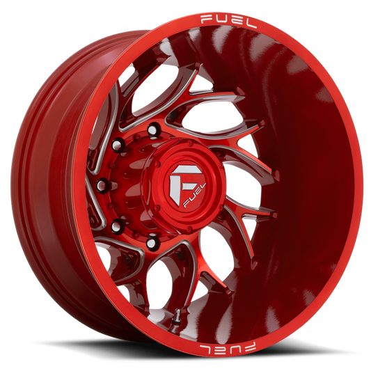 Dually Wheels 22X8.25 Runner Dually D742 8 On 210 Candy Red Milled 154.3 Bore -220 Offset 8 Spoke Outer Dually Fuel Off Road Wheels