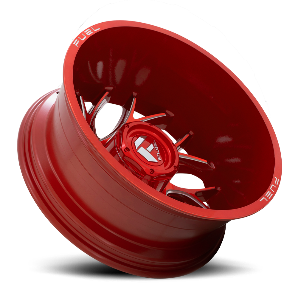 Dually Wheels 22X8.25 Runner Dually D742 8 On 210 Candy Red Milled 154.3 Bore -246 Offset 8 Spoke Outer Dually Fuel Off Road Wheels