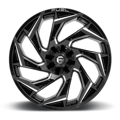 Aluminum Wheels 22X12 Reaction D753 8 On 180 Gloss Black Milled 124.3 Bore -44 Offset Fuel Off Road Wheels