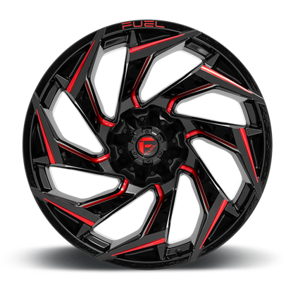 Aluminum Wheels 18X9 Reaction D755 8 On 180 Gloss Black Milled Red Tint 124.2 Bore 1 Offset Fuel Off Road Wheels