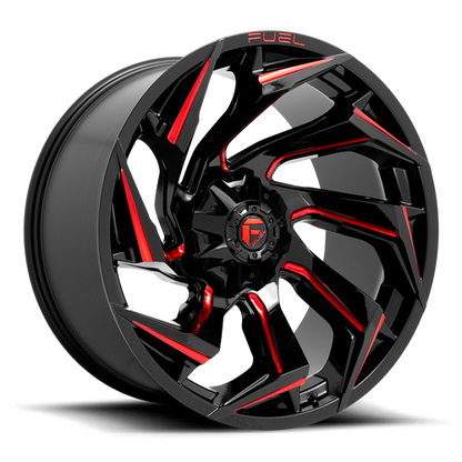 Aluminum Wheels 18X9 Reaction D755 8 On 165.1 Gloss Black Milled Red Tint 125.1 Bore 1 Offset Fuel Off Road Wheels