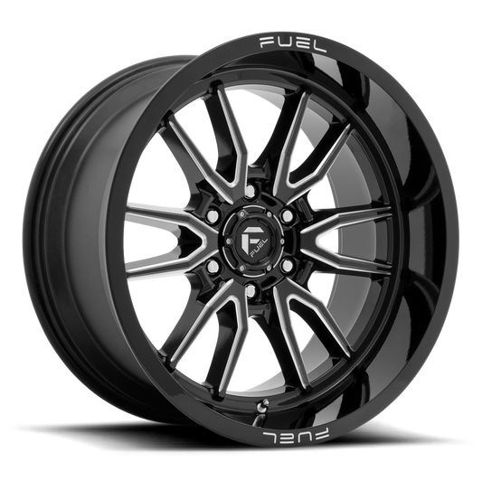 Aluminum Wheels 20X9 Clash 6 D761 8 On 170 Gloss Black Milled 125.1 Bore 1 Offset Multi Spoke Fuel Off Road Wheels