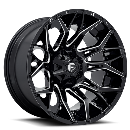 Aluminum Wheels 20X10 Twitch D769 8 On 165.1 Gloss Black Milled 125.2 Bore -18 Offset Fuel Off Road Wheels