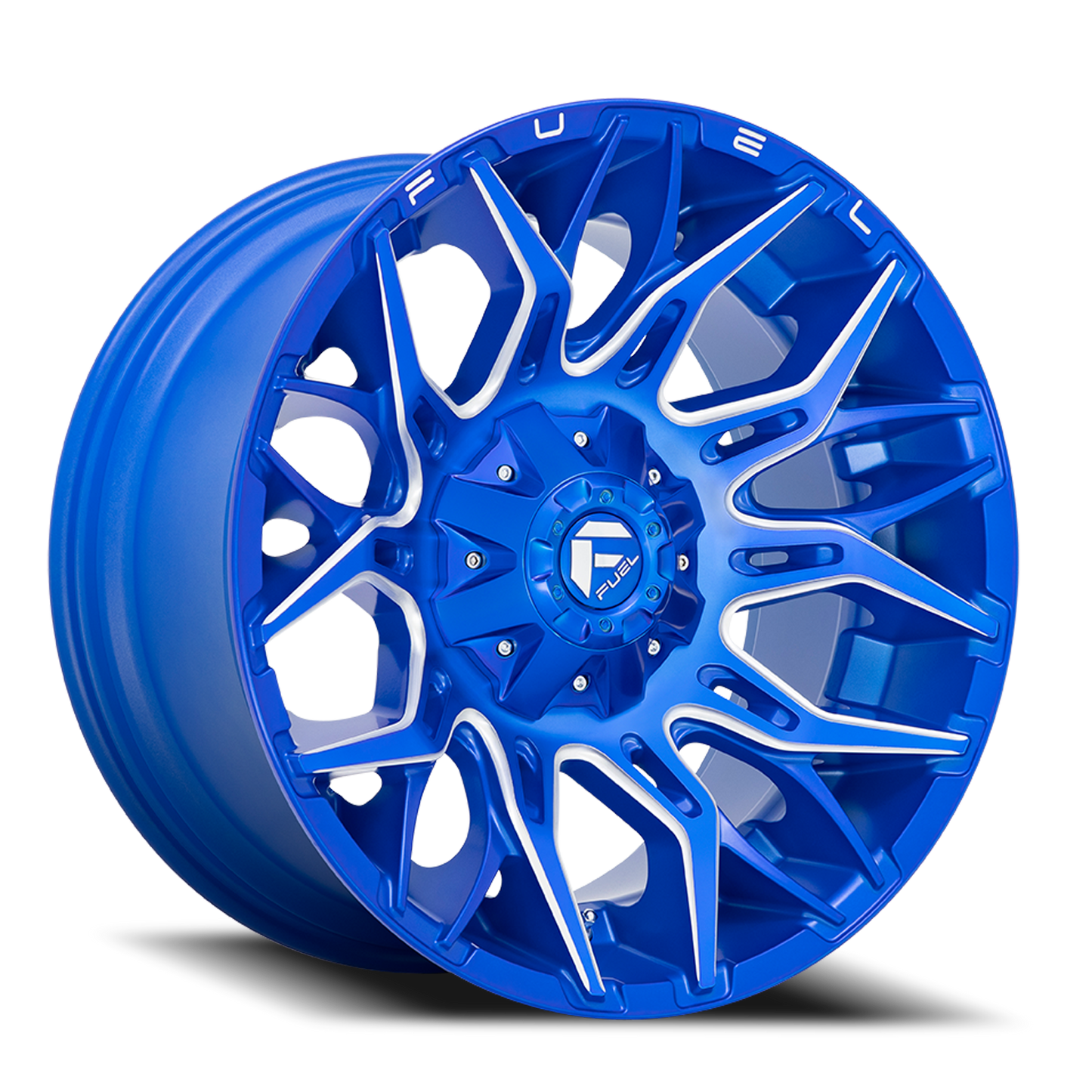 Aluminum Wheels 20X9 Twitch D770 8 On 165.1 Anodized Blue MIlled 125.2 Bore 1 Offset Fuel Off Road Wheels