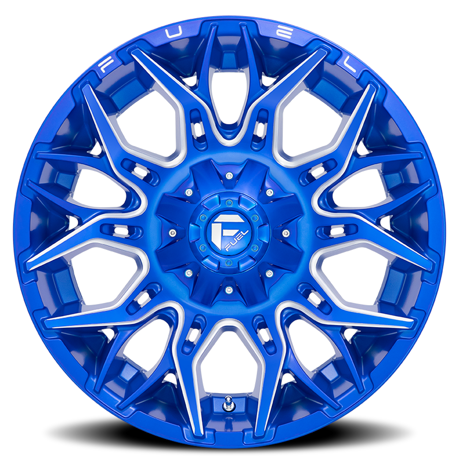 Aluminum Wheels 22X10 Twitch D770 8 On 170 Anodized Blue MIlled 125.1 Bore -18 Offset Fuel Off Road Wheels