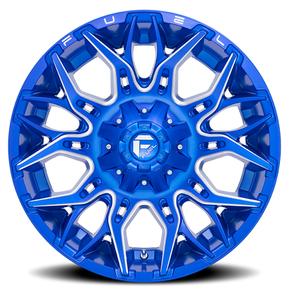 Aluminum Wheels 22X12 Twitch D770 8 On 170 Anodized Blue MIlled 125.1 Bore -44 Offset Fuel Off Road Wheels