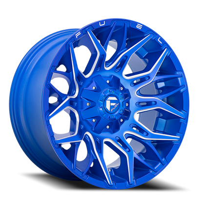 Aluminum Wheels 22X12 Twitch D770 8 On 165.1 Anodized Blue MIlled 125.2 Bore -44 Offset Fuel Off Road Wheels