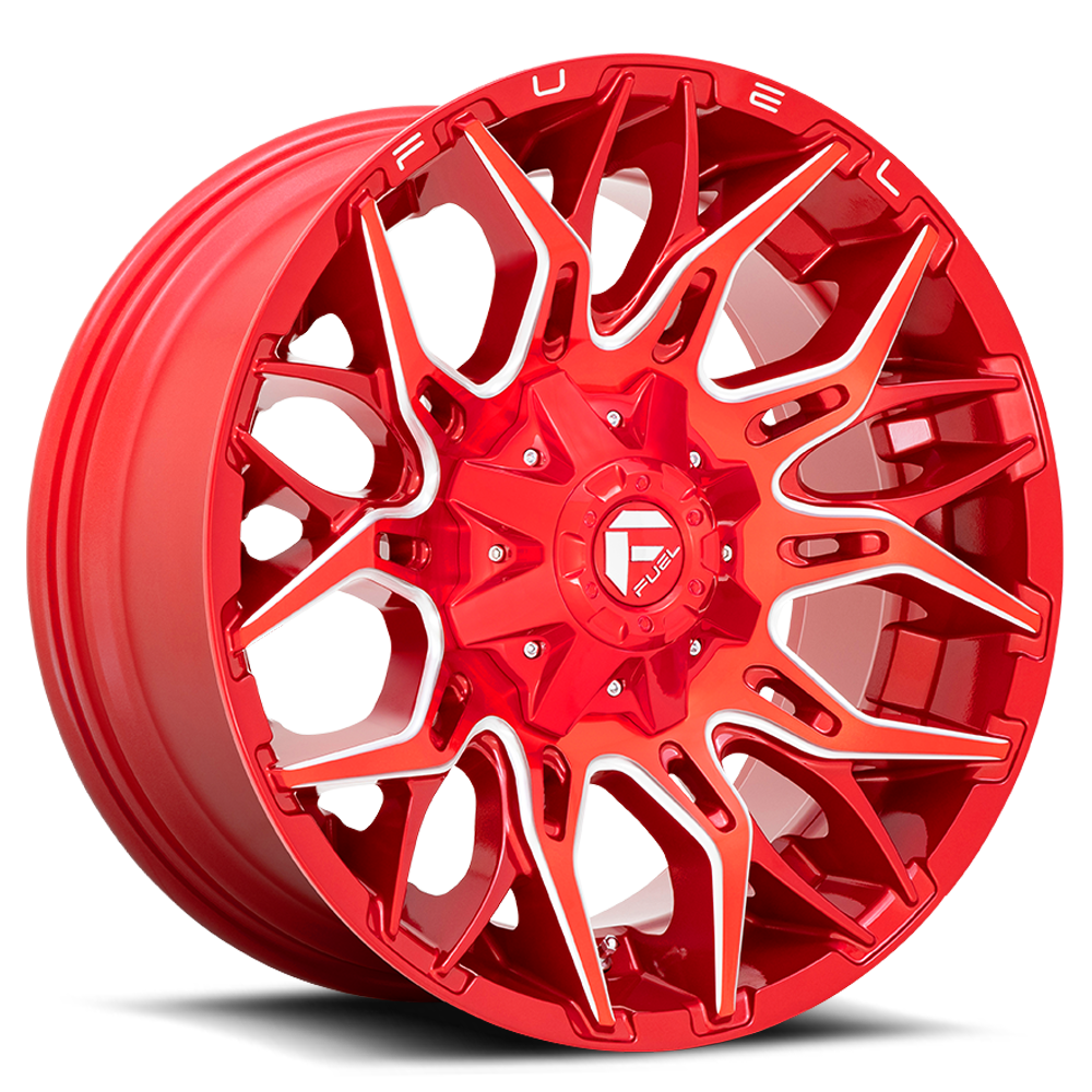 Aluminum Wheels 20X10 Twitch D771 8 On 165.1 Candy Red Milled 125.2 Bore -18 Offset Fuel Off Road Wheels