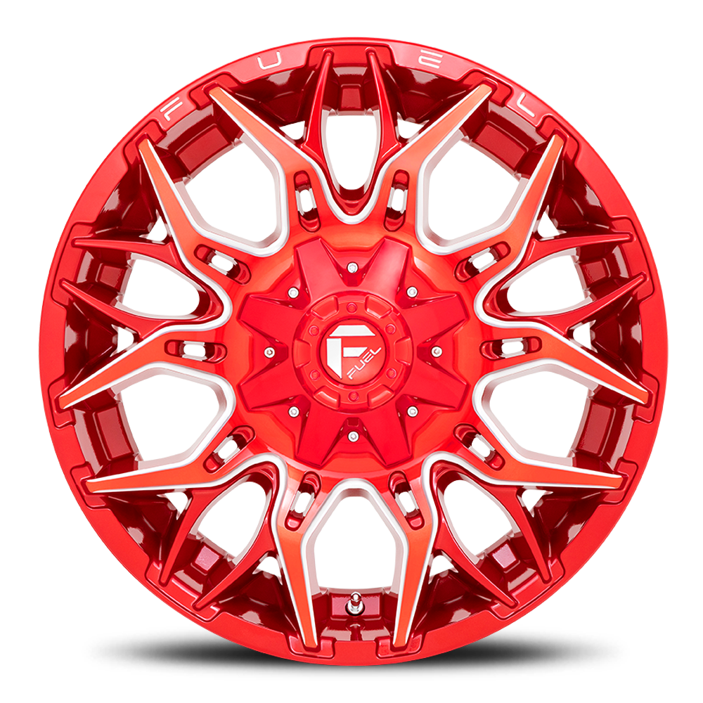 Aluminum Wheels 22X10 Twitch D771 8 On 180 Candy Red Milled 124.3 Bore -18 Offset Fuel Off Road Wheels