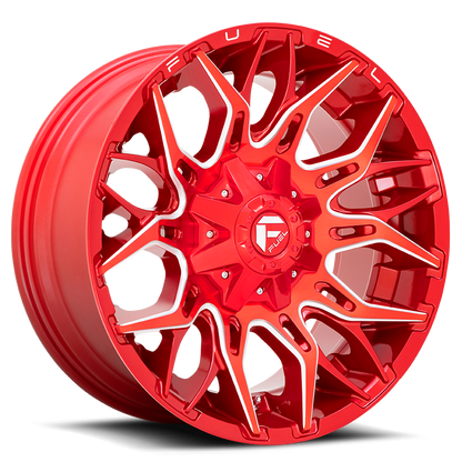 Aluminum Wheels 22X10 Twitch D771 8 On 165.1 Candy Red Milled 125.2 Bore -18 Offset Fuel Off Road Wheels