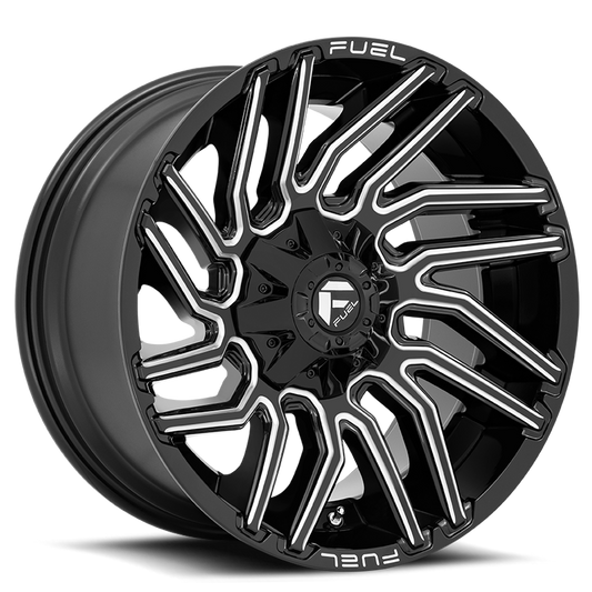 Aluminum Wheels 20X9 Typhoon D773 8 On 180 Gloss Black Milled 124.3 Bore 1 Offset Fuel Off Road Wheels