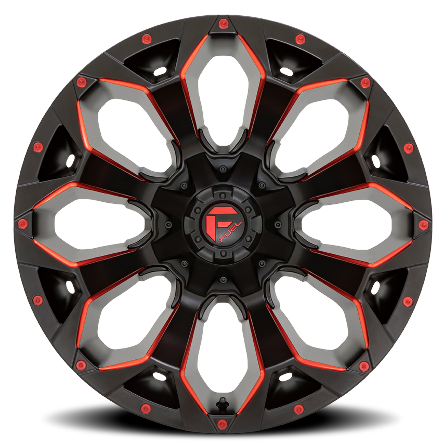 Aluminum Wheels 20X9 Assault D787 8 On 165.1 Matte Black Milled Red Tint 125.1 Bore 1 Offset Fuel Off Road Wheels