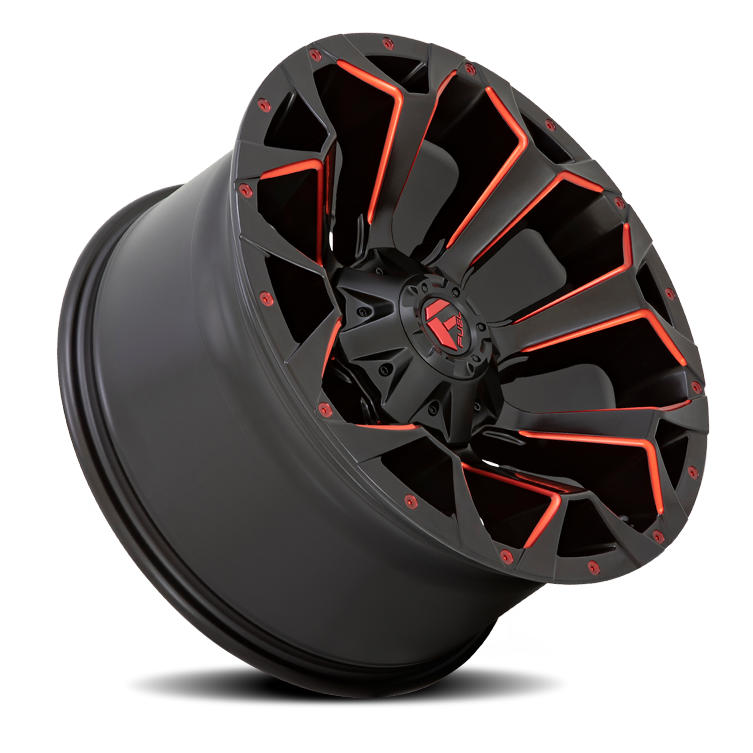 Aluminum Wheels 20X9 Assault D787 8 On 165.1 Matte Black Milled Red Tint 125.1 Bore 20 Offset Fuel Off Road Wheels