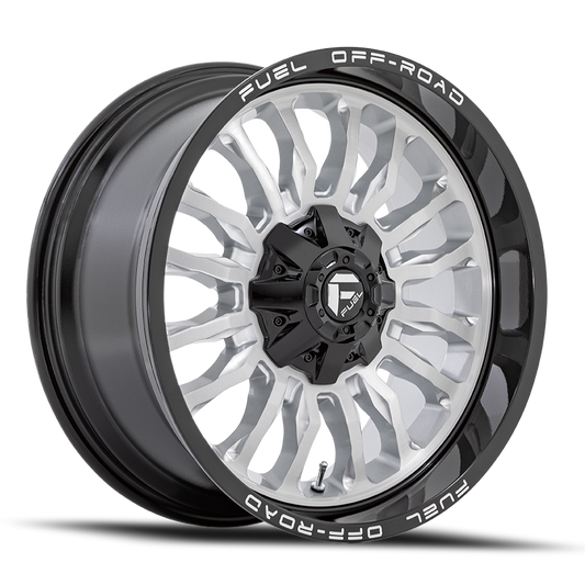 Aluminum Wheels 22X10 Arc D798 8 On 165.1 Silver/Brushed Face-Milled Black Lip 125.1 Bore -18 Offset Fuel Off Road Wheels