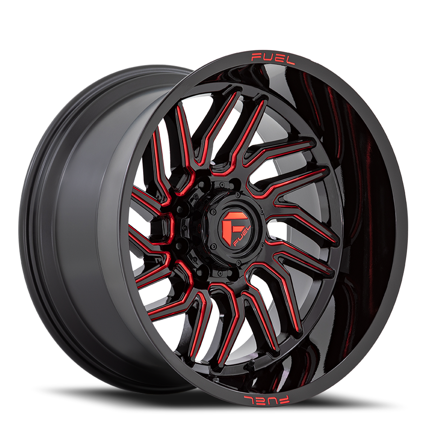 Aluminum Wheels 20X10 Hurricane D808 8 On 170 Gloss Black/Red Milled 125.1 Bore -18 Offset Fuel Off Road Wheels