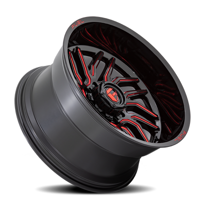 Aluminum Wheels 20X9 Hurricane D808 5 On 139.7 Gloss Black/Red Milled 78.1 Bore 1 Offset Fuel Off Road Wheels
