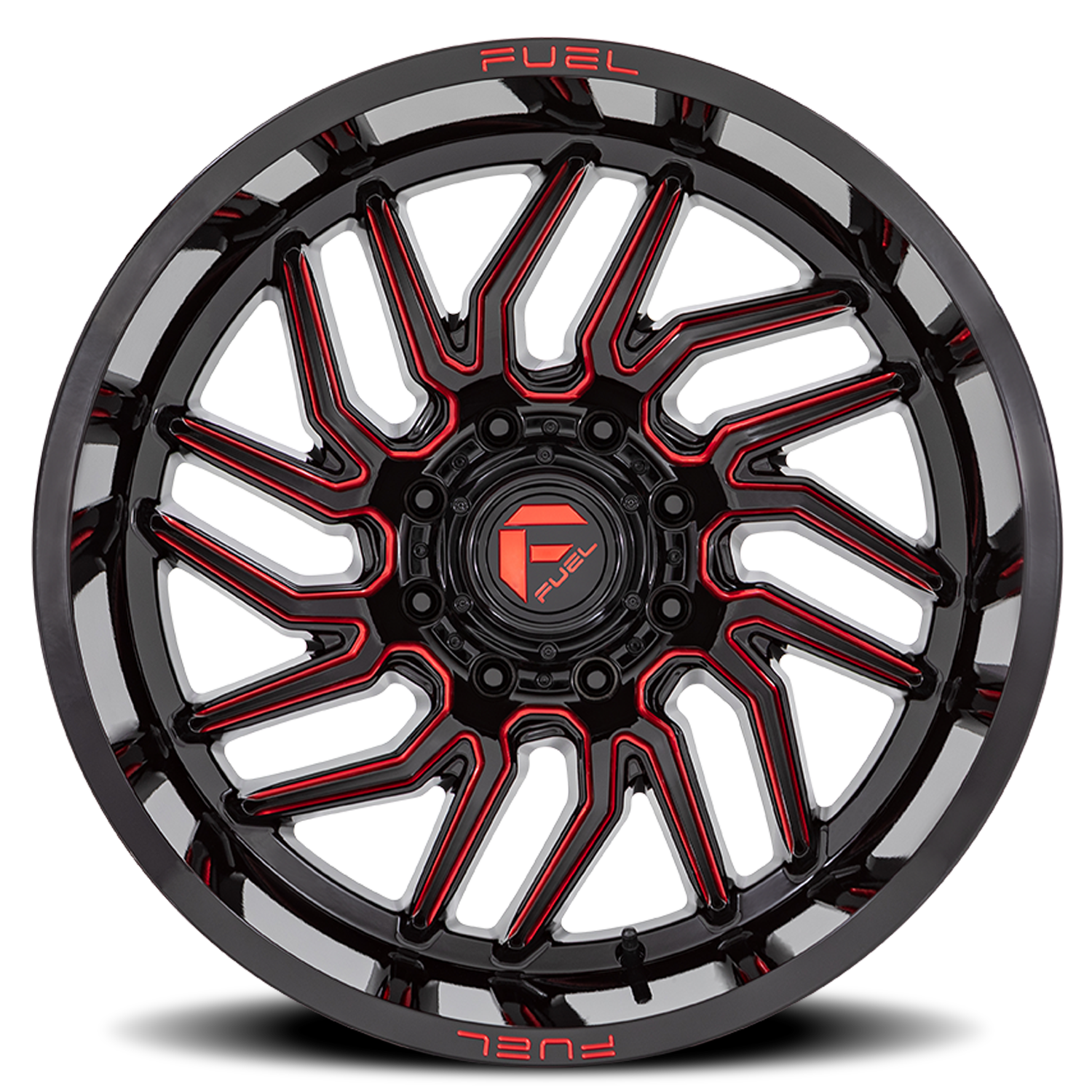 Aluminum Wheels 22X12 Hurricane D808 8 On 170 Gloss Black/Red Milled 125.1 Bore -44 Offset Fuel Off Road Wheels