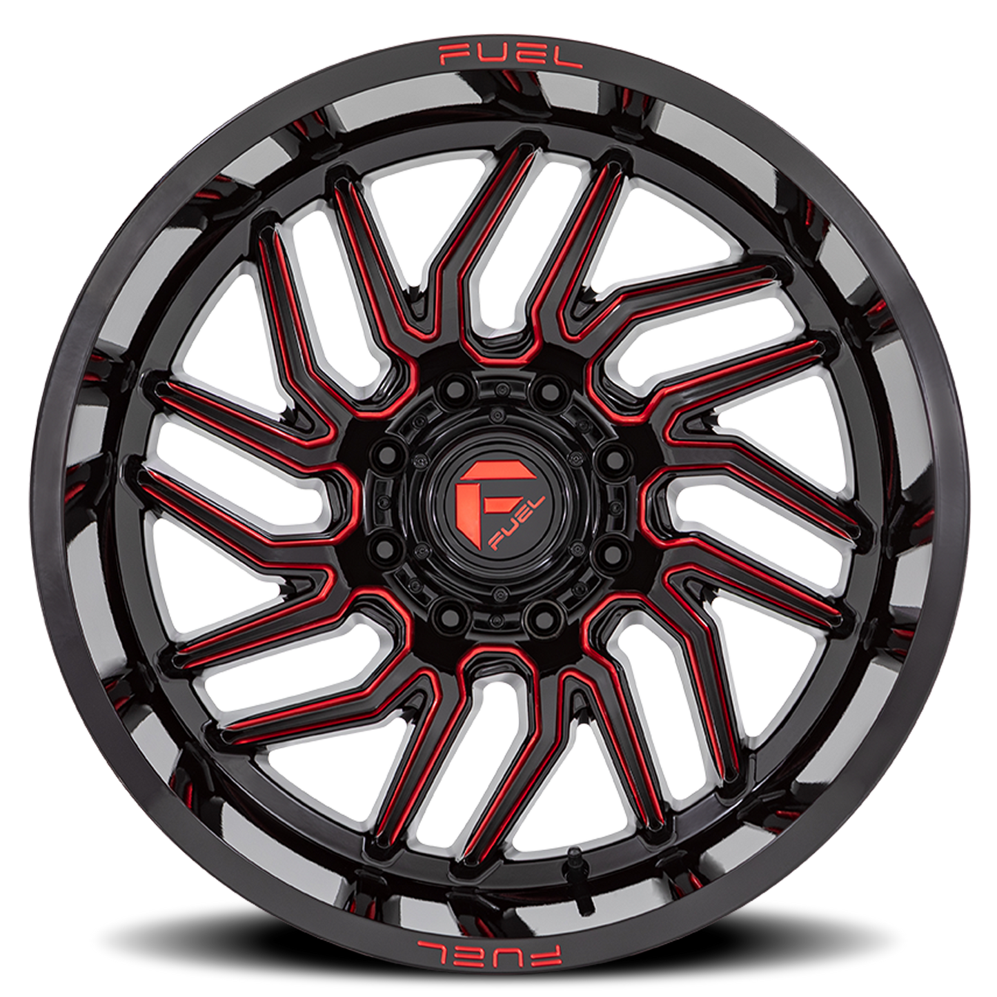 Aluminum Wheels 22X12 Hurricane D808 5 On 139.7 Gloss Black/Red Milled 78.1 Bore -44 Offset Fuel Off Road Wheels