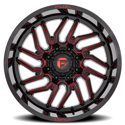Aluminum Wheels 24X12 Hurricane D808 8 On 165.1 Gloss Black/Red Milled 125.1 Bore -44 Offset Fuel Off Road Wheels