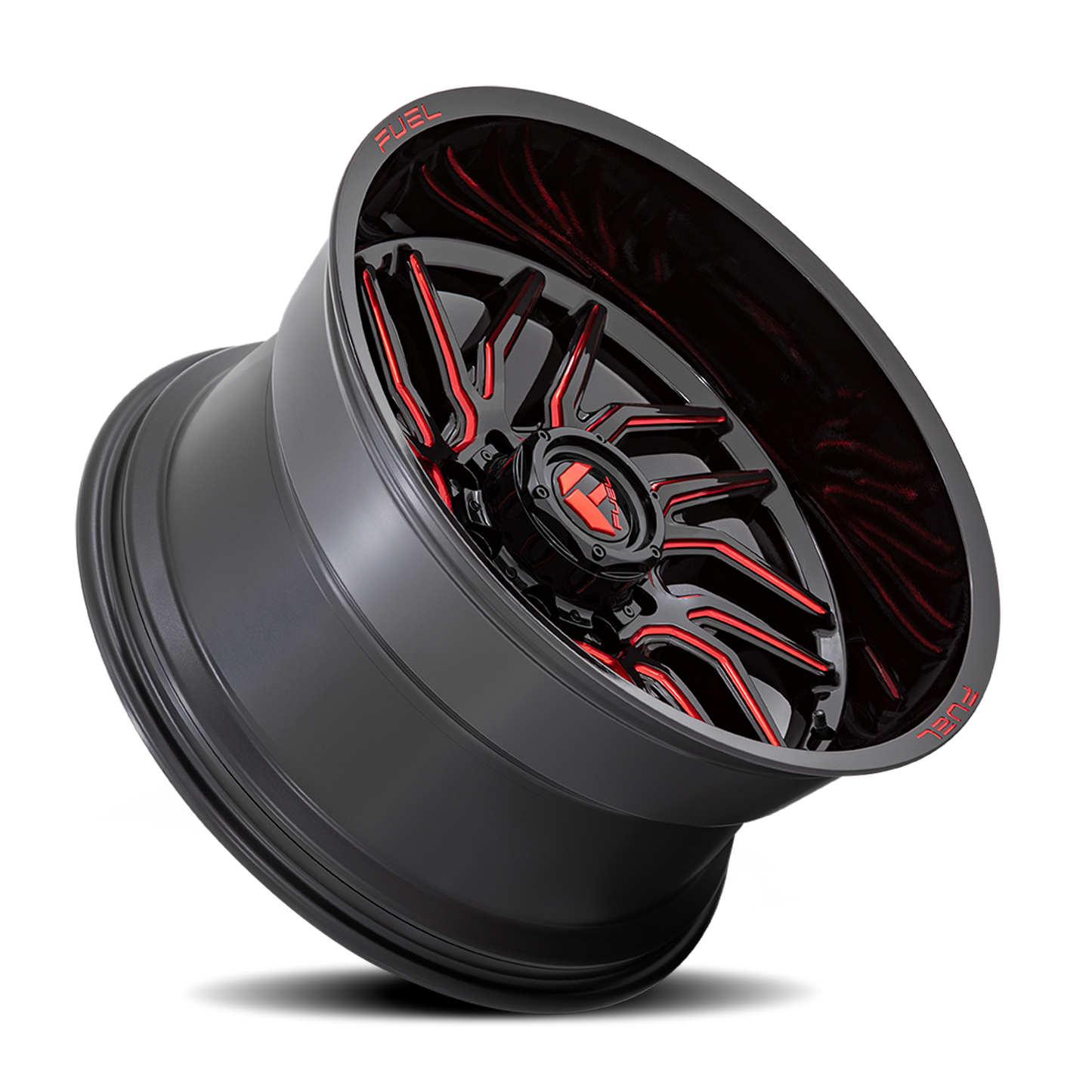 Aluminum Wheels 24X12 Hurricane D808 6 On 139.7 Gloss Black/Red Milled 106.1 Bore -44 Offset Fuel Off Road Wheels