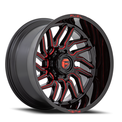 Aluminum Wheels 24X12 Hurricane D808 5 On 139.7 Gloss Black/Red Milled 78.1 Bore -44 Offset Fuel Off Road Wheels