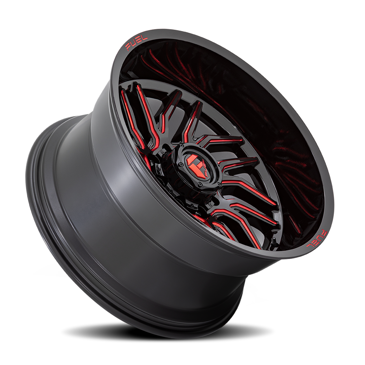 Aluminum Wheels 24X12 Hurricane D808 5 On 139.7 Gloss Black/Red Milled 78.1 Bore -44 Offset Fuel Off Road Wheels