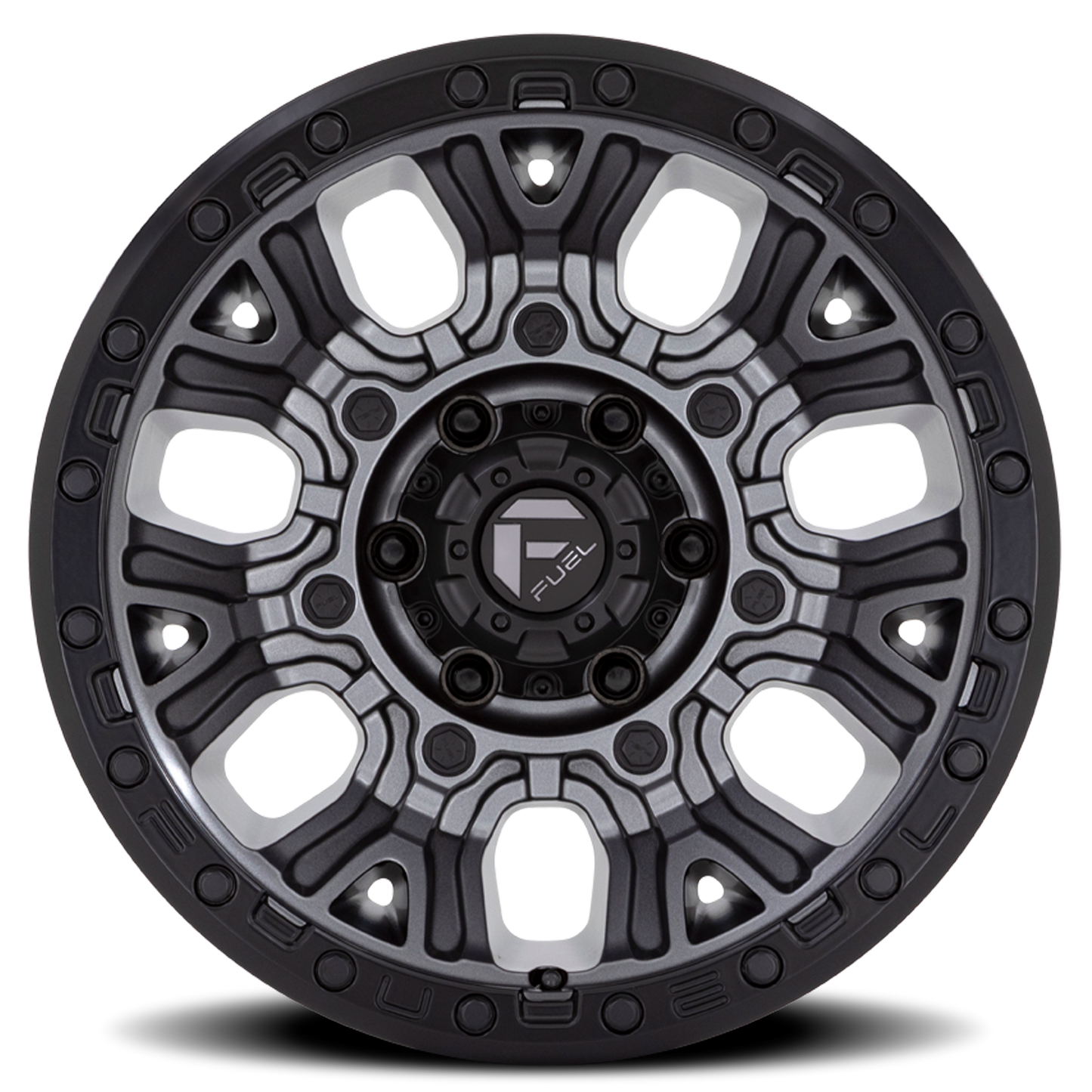 Aluminum Wheels 20X10 Traction D825 8 On 170 Gunmetal Gray/Black Ring 125.1 Bore -18 Offset Fuel Off Road Wheels