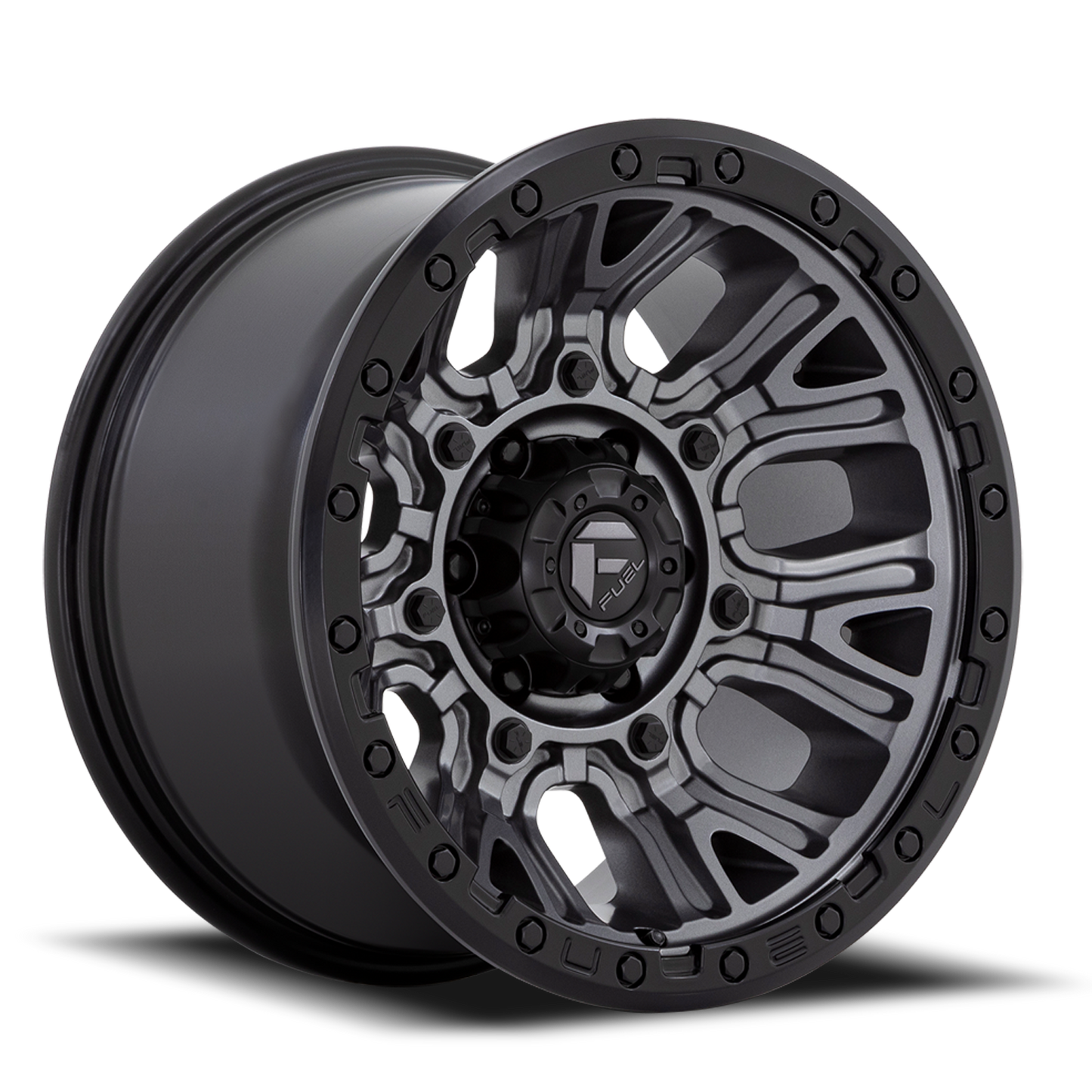 Aluminum Wheels 20X10 Traction D825 8 On 165.1 Gunmetal Gray/Black Ring 125.1 Bore -18 Offset Fuel Off Road Wheels