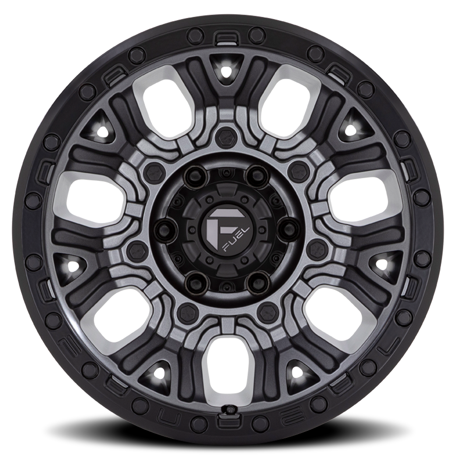 Aluminum Wheels 20X9 Traction D825 8 On 180 Gunmetal Gray/Black Ring 124.2 Bore 1 Offset Fuel Off Road Wheels