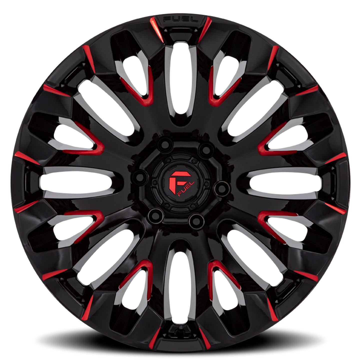 Aluminum Wheels 20X10 Quake D829 6 On 135 Gloss Black Milled Red 87.1 Bore -18 Offset Fuel Off Road Wheels
