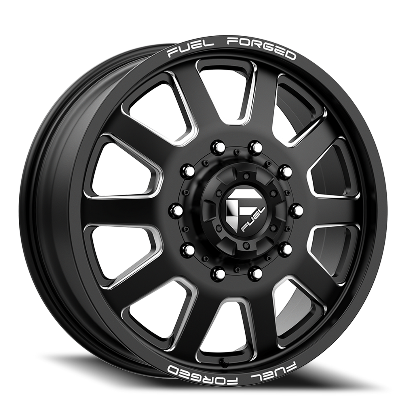 Dually Wheels 20X8.25 FF09D Dually DE09 BK 10 On 225 Matte Black Milled 170.1 Bore 105 Offset Front Dually Fuel Off Road Wheels