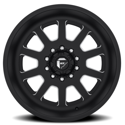 Dually Wheels 22X12 FF09D Dually DE09 Super Single BK 10 On 170 Matte Black Milled 125.1 Bore -50 Offset Front Dually Fuel Off Road Wheels