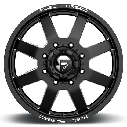 Dually Wheels 22X8.5 FF09D Dually DE09 BK 8 On 200 Matte Black Milled 142.2 Bore 105 Offset Front Dually Fuel Off Road Wheels